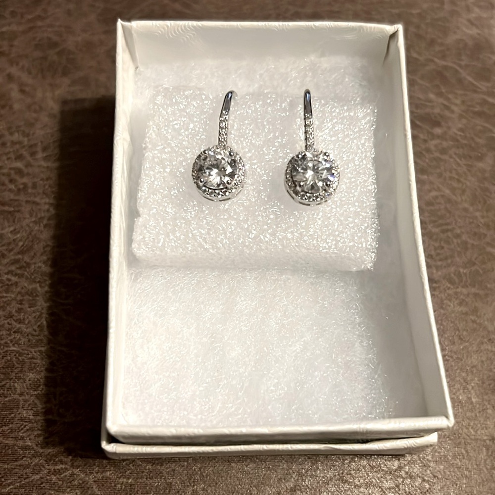 New Sterling Silver Round Halo Earrings